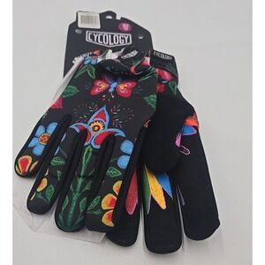 NWT Cycology Frida Winter Cycling Gloves Whimsical Flowers Butterfly Boho